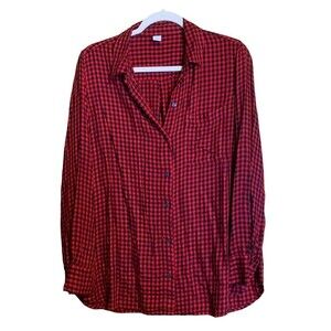 Old Navy Womens Size Large Multicolor Buffalo Plaid Button Up Top Blouse